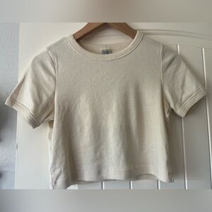 NWOT FLORE FLORE 100% organic cotton car crop top in off white